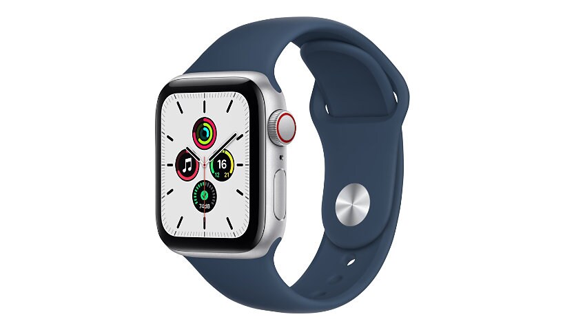 Apple Watch SE (GPS + Cellular) - silver aluminum - smart watch with sport band - abyss blue - 32 GB