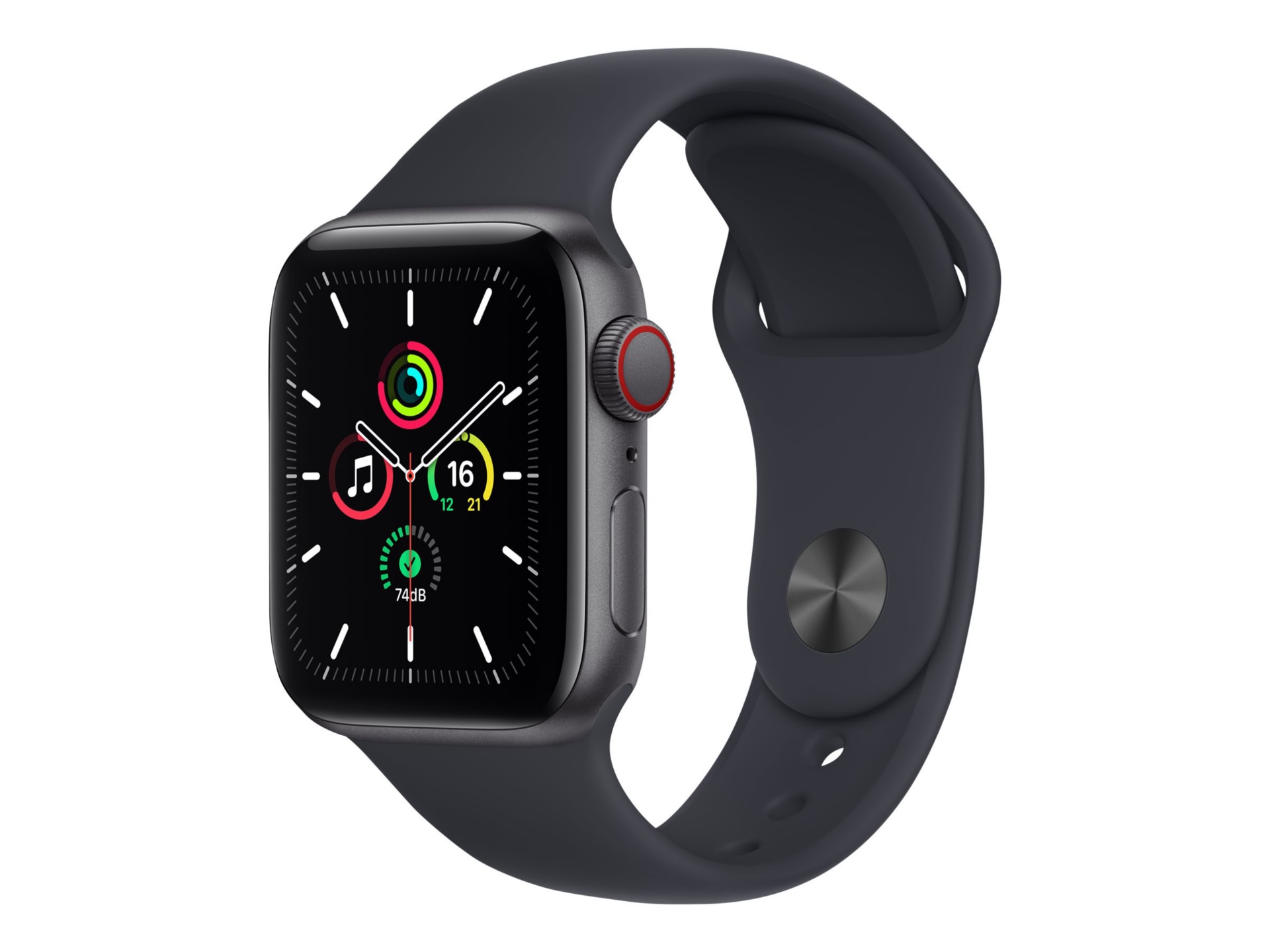 Apple Watch SE (GPS + Cellular) - space gray aluminum - smart watch with sport band - midnight - 32 GB