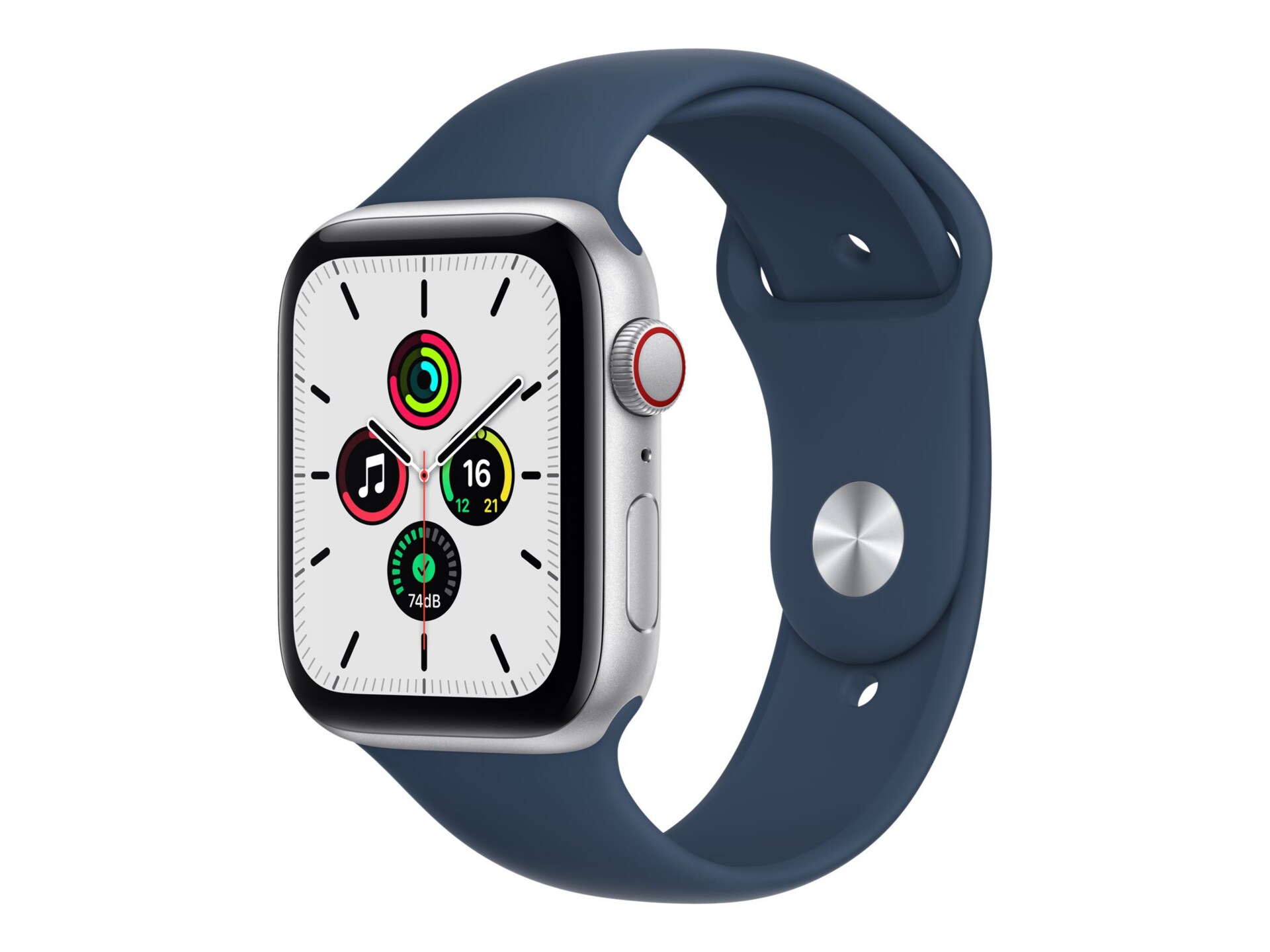 Apple Watch SE (GPS + Cellular) - silver aluminum - smart watch with sport band - abyss blue - 32 GB