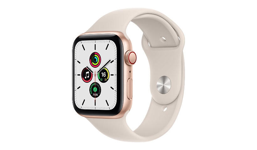 Apple Watch SE (GPS + Cellular) - gold aluminum - smart watch with sport band - starlight - 32 GB