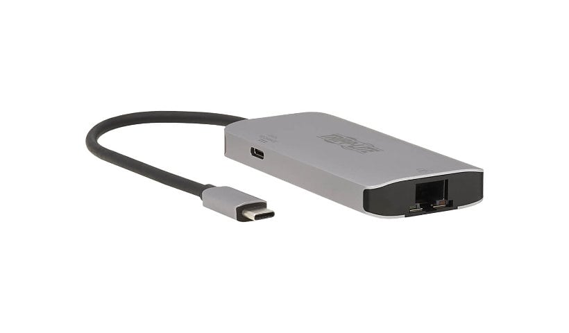 Tripp Lite USB C Hub - 3-Port USB 3.2 Gen 1, 3 USB-A Ports, GbE, Thunderbolt 3, 100W PD Charging, Aluminum Housing -