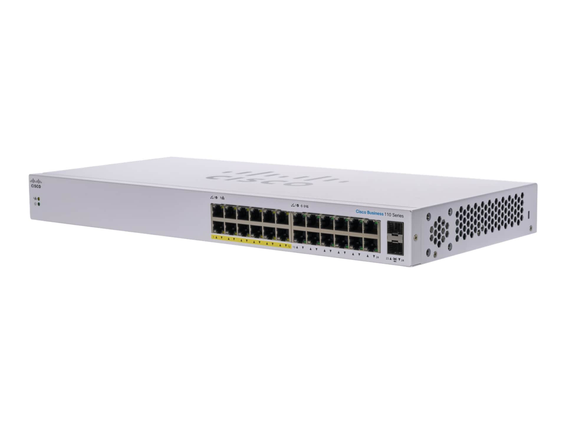 Cisco Business 110 Series 110-24PP - switch - 24 ports - unmanaged - rack-m