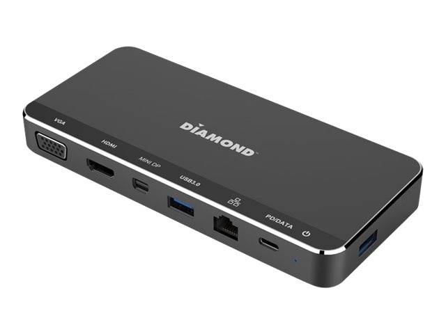 Diamond UD300C - docking station - USB-C - VGA, HDMI, Mini DP - GigE