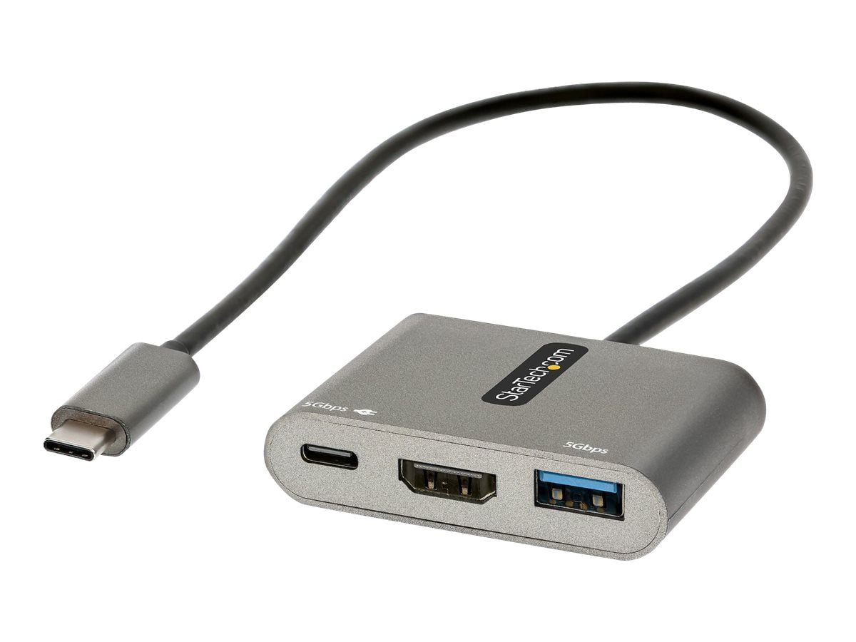 StarTech.com USB C Multiport Adapter, USB-C to HDMI 4K, PD 3.0, USB 3.0 Hub