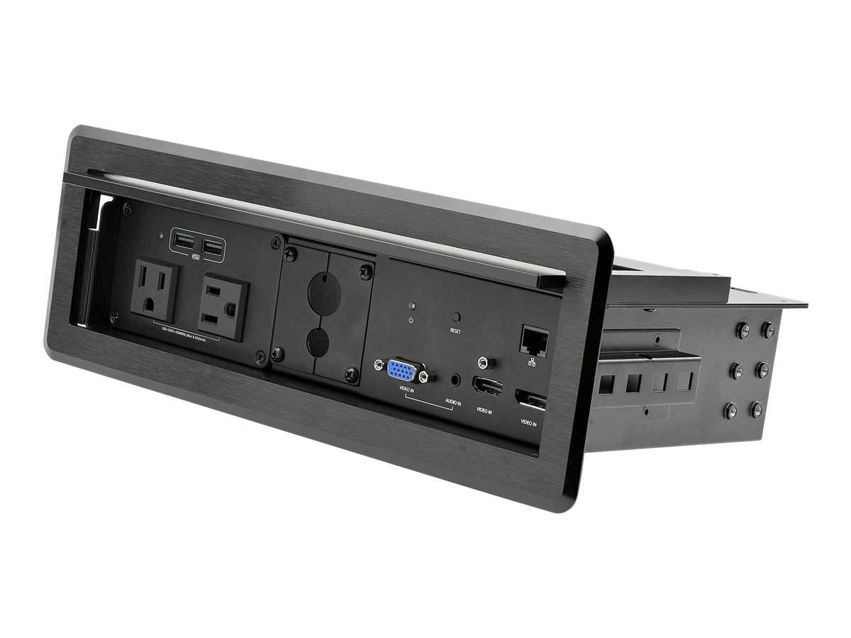 StarTech.com Conference Table Box for AV Connectivity & Charging, 4K HDMI/DP or VGA, GbE, Audio, Power Center w/ 2x USB