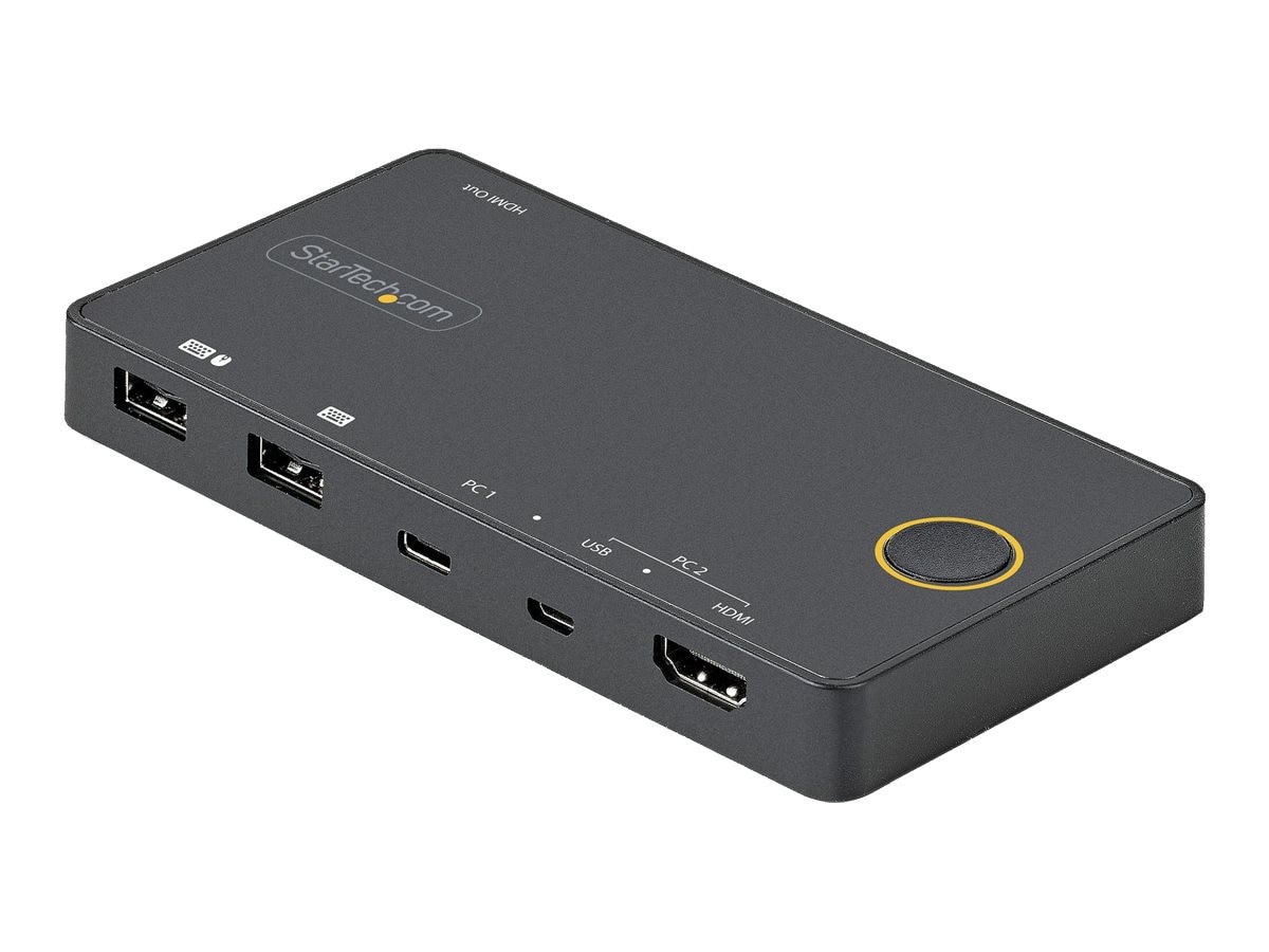StarTech.com 2 Port USB-A + HDMI & USB-C KVM Switch - 1x 4K 60Hz HDMI 2,0