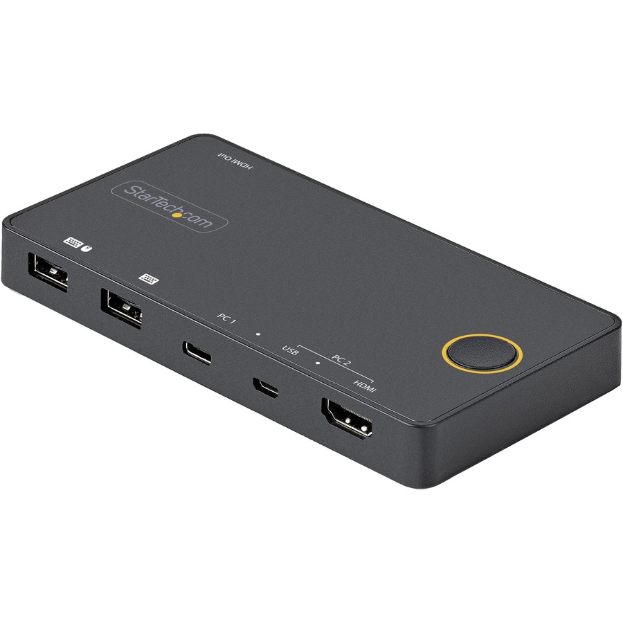 StarTech.com 2 Port Hybrid USB-A + HDMI & USB-C KVM Switch, Single 4K 60Hz