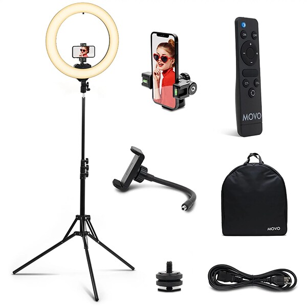 Movo 18" LED Ring Light with Stand and Remote