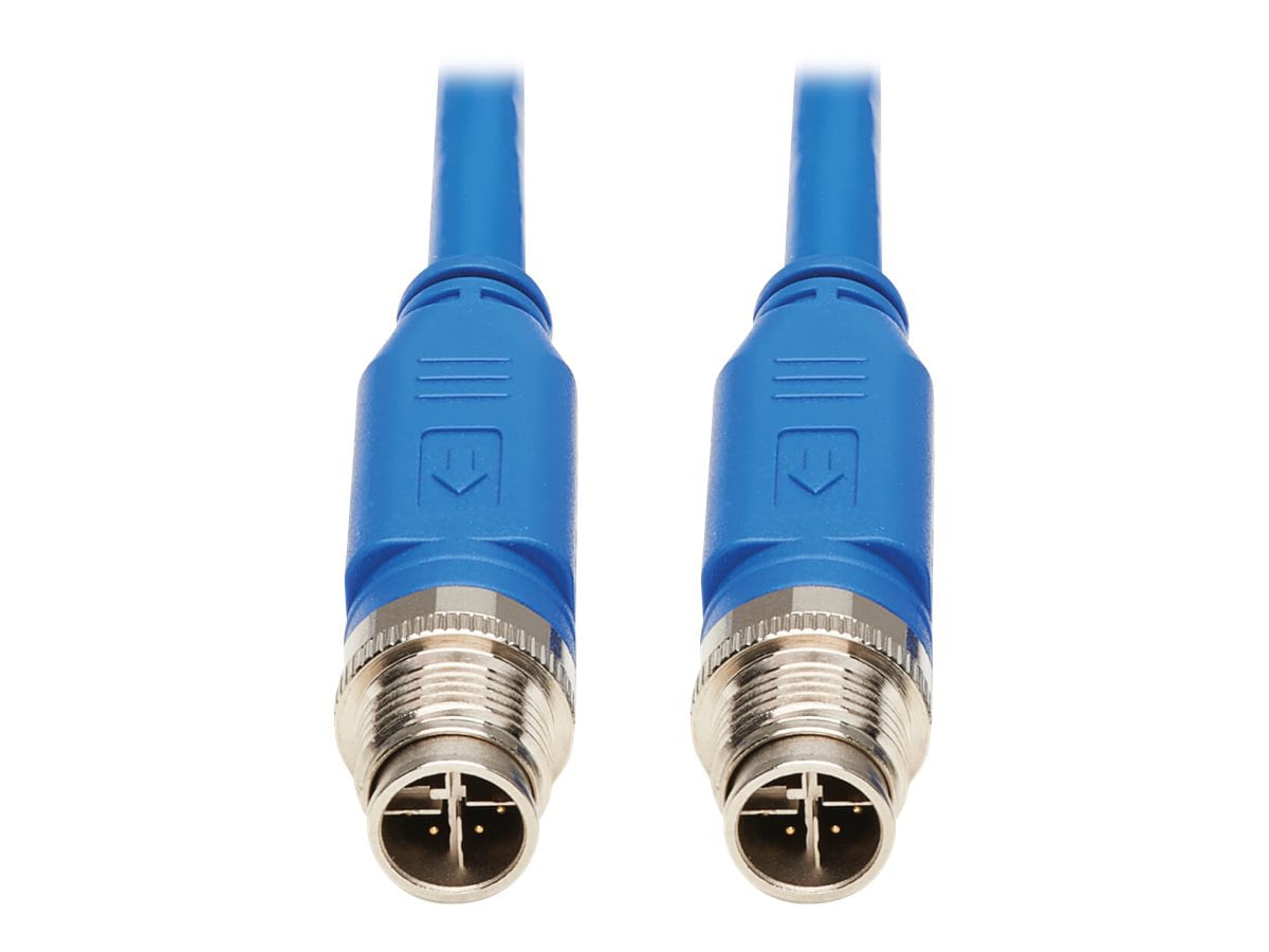Eaton Tripp Lite Series M12 X-Code Cat6 1G UTP CMR-LP Ethernet Cable (M/M), IP68, PoE, Blue, 10 m (32.8 ft.) - network