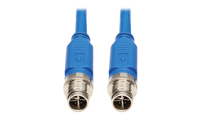 Eaton Tripp Lite Series M12 X-Code Cat6 1G UTP CMR-LP Ethernet Cable (M/M), IP68, PoE, Blue, 10 m (32.8 ft.) - network