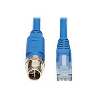 Eaton Tripp Lite Series M12 X-Code Cat6 1G UTP CMR-LP Ethernet Cable (M12 M/RJ45 M), IP68, PoE, Blue, 2 m (6.6 ft.) -
