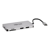Tripp Lite USB-C Dock, Dual Display - 4K 60 Hz HDMI, USB 3.2 Gen 1, USB-A Hub, Memory Card, 100W PD Charging, Gray -