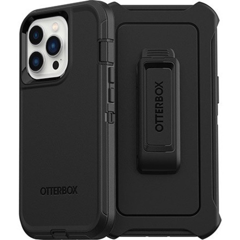 OtterBox Defender Rugged Carrying Case (Holster) Apple iPhone 13 Pro Smartphone - Black