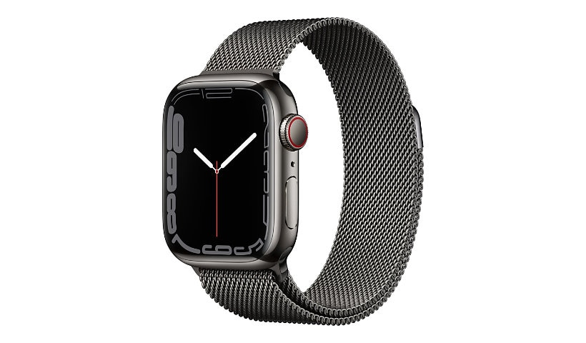 Apple Watch Series 7 (GPS + Cellular) - graphite stainless steel - smart watch with milanese loop - graphite - 32 GB