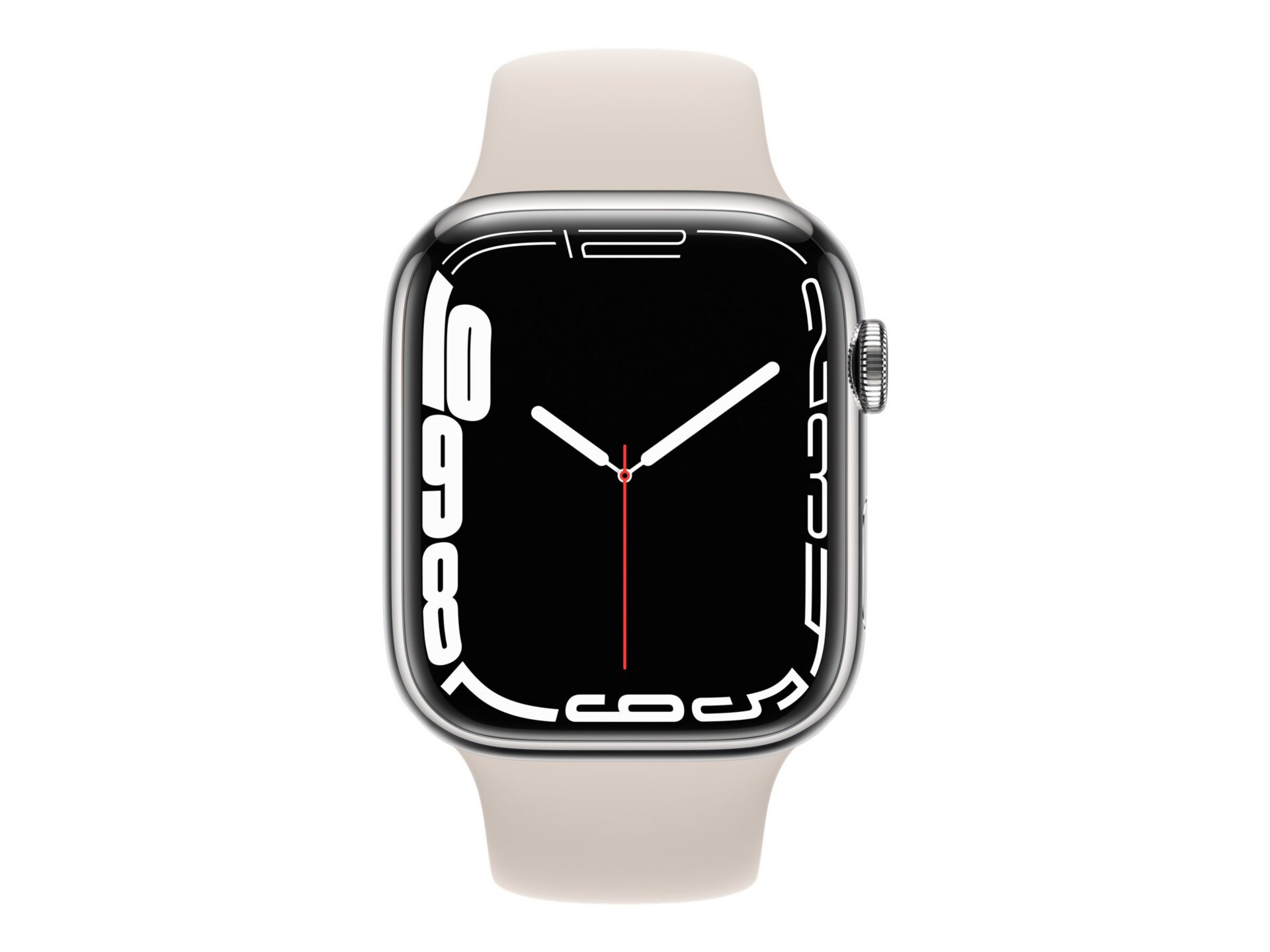 Thumbnail 2 of 4 for Apple Watch Series 7 (GPS + Cellular) - silver stainless steel - smart watch with sport band - starlight - 32 GB
