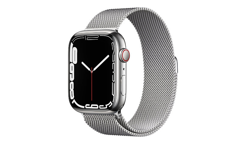 Apple Watch Series 7 (GPS + Cellular) - silver stainless steel - smart watch with milanese loop - silver - 32 GB