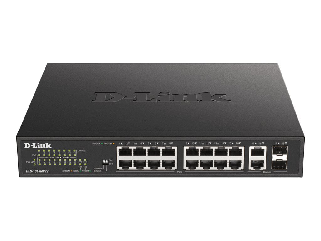 D-Link DES 1018MPV2 - switch - 18 ports - unmanaged