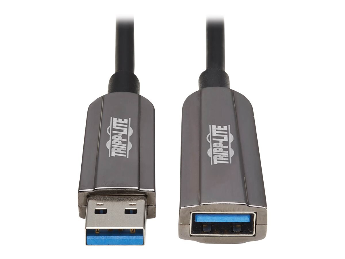 Tripp Lite USB-A 3.2 Gen 1 CL3-Rated Fiber Active Optical Cable (AOC) - Extension/Repeater, A/A M/F, Black, 15 m - USB-C