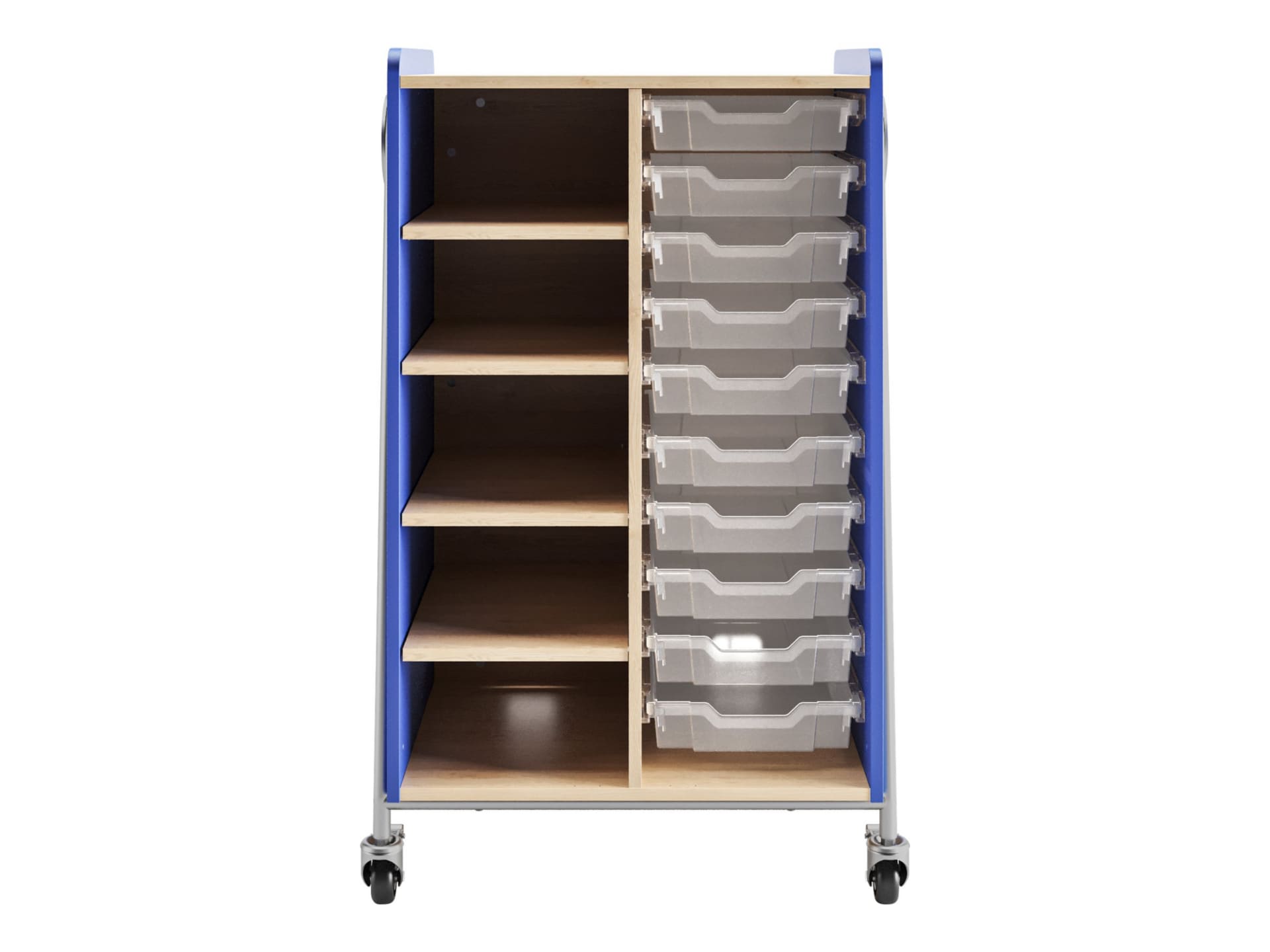 Safco Whiffle Typical 2 - storage trolley - 10 drawers - 4 shelves - spectr