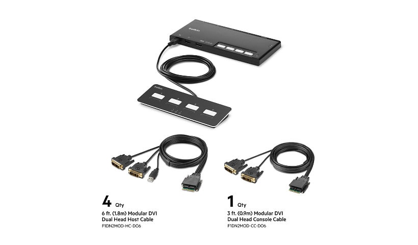 Belkin Modular Secure Dual Head - KVM switch - 4 ports - TAA Compliant