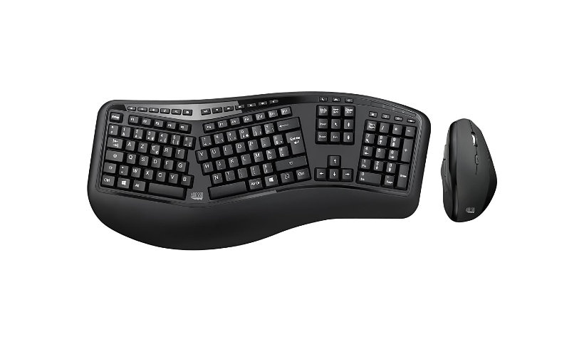 Adesso Tru-Form Media 1500CB-FR - keyboard and mouse set - ergonomic keyboard and optical mouse - AZERTY - French