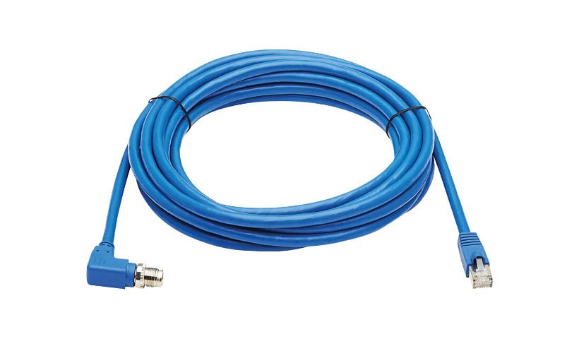 Eaton Tripp Lite Series M12 X-Code Cat6a 10G F/UTP CMR-LP Shielded Ethernet Cable (Right-Angle M12 M/RJ45 M), IP68, PoE,