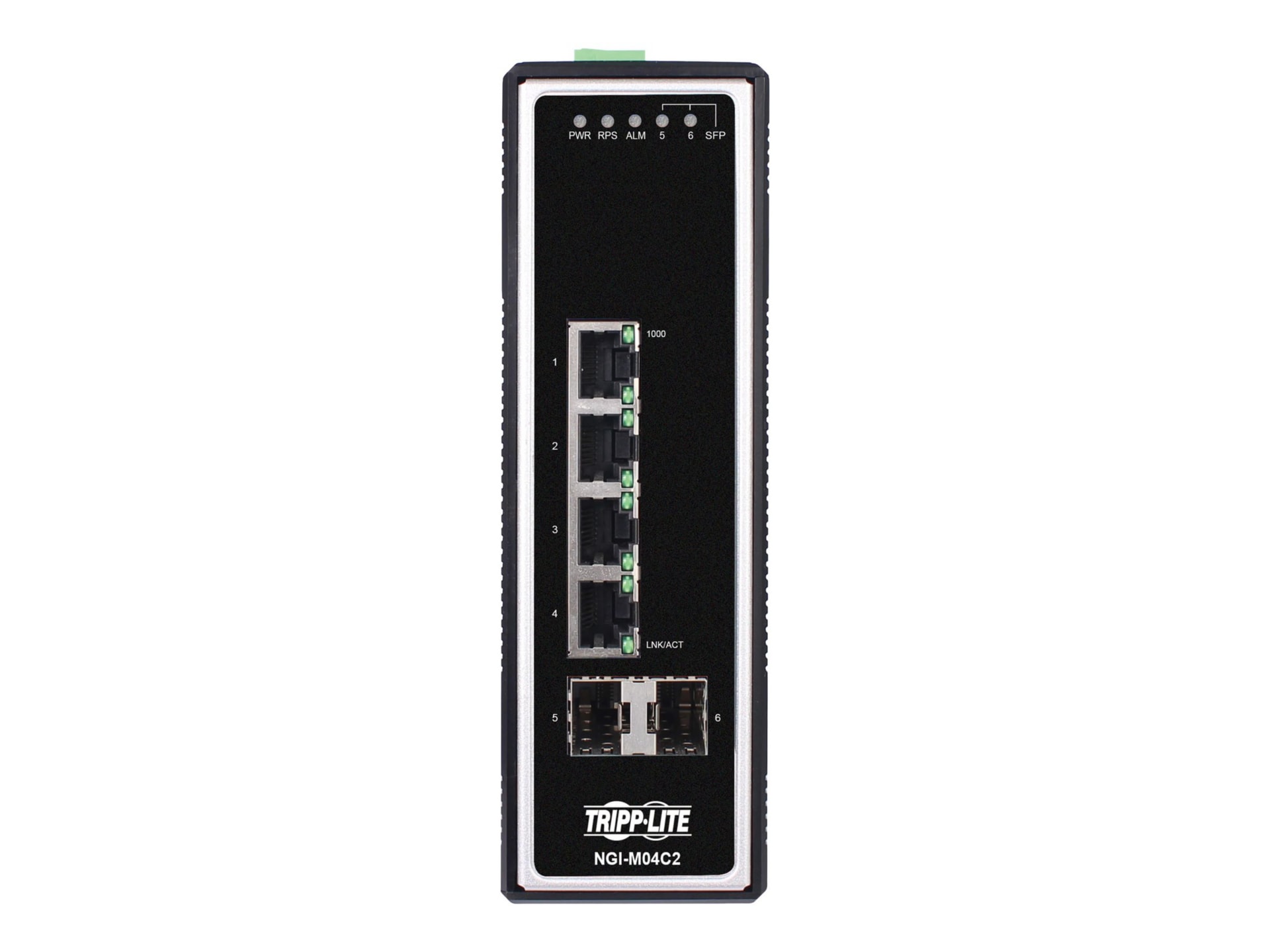 Eaton Tripp Lite series 4-Port Managed Industrial Gigabit Ethernet Switch - 10/100/1000 Mbps, 2 GbE SFP Slots, -40° to