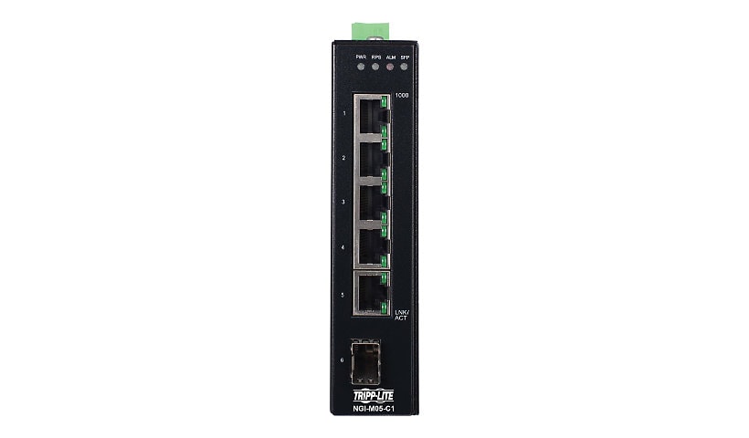 Tripp Lite 5-Port Managed Industrial Gigabit Ethernet Switch - 10/100/1000 Mbps, GbE SFP Slot, -40-75°C TAA Compliant