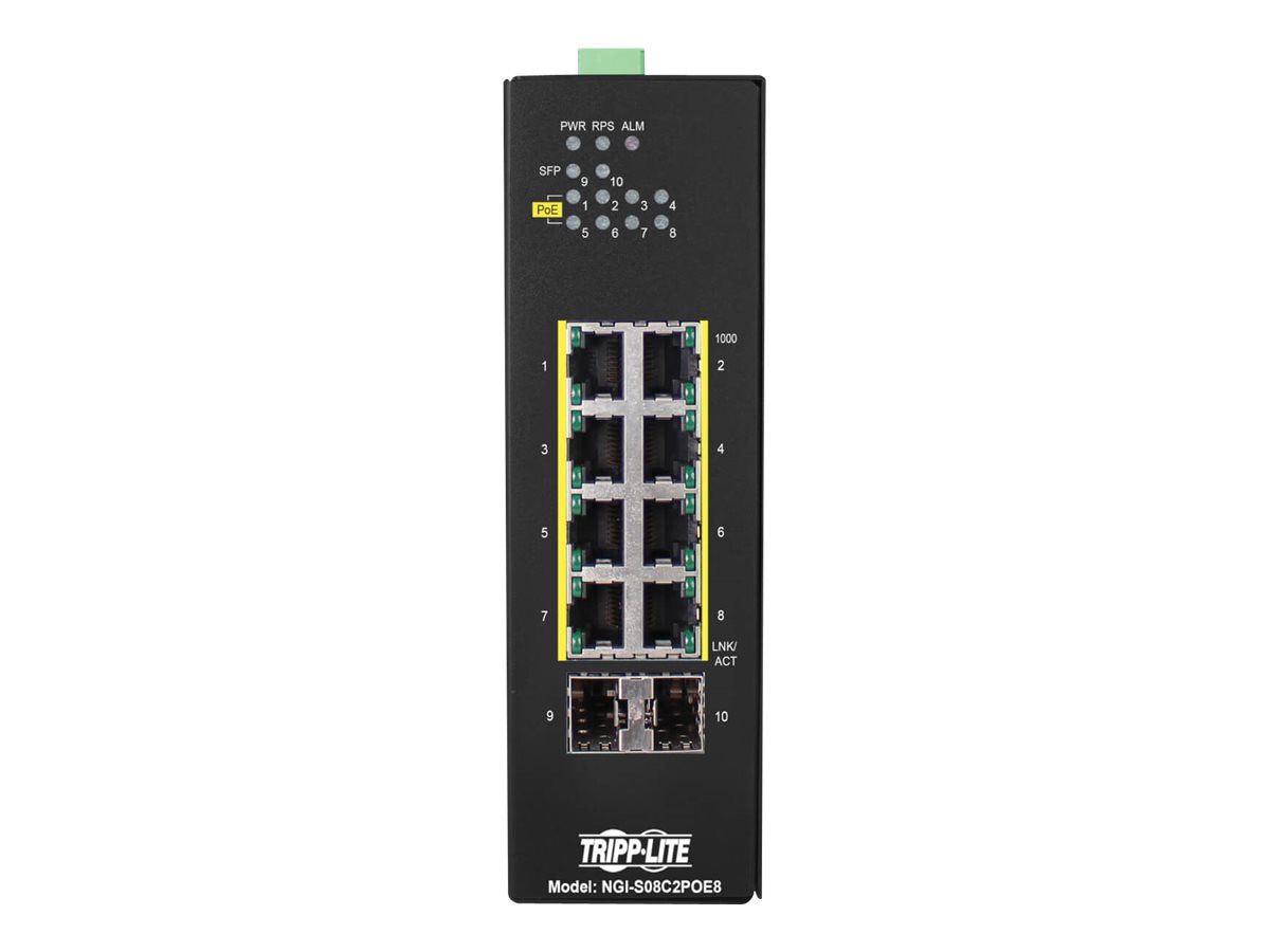 Eaton Tripp Lite series 8-Port Managed Industrial Gigabit Ethernet Switch - Layer 2, 10/100/1000 Mbps, 4 GbE SFP Ports,