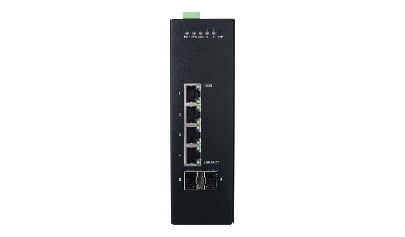 Tripp Lite 4-Port Lite Managed Industrial Gigabit Ethernet Switch 10/100/1000Mbps 2 GbE SFP Slots -10-60°C TAA Compliant