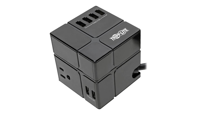 Tripp Lite Safe-IT Cube Surge Protector 3-Outlet 5-15R 6 USB Charging Ports