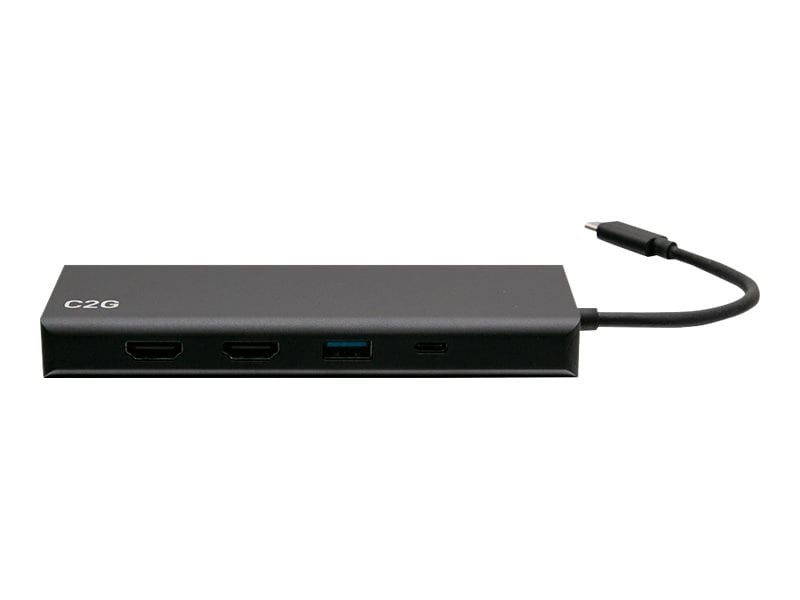 C2G USB C Docking Station - Dual Monitor Docking Station with 4K HDMI, USB, Ethernet, and AUX - Power Delivery up to 60W