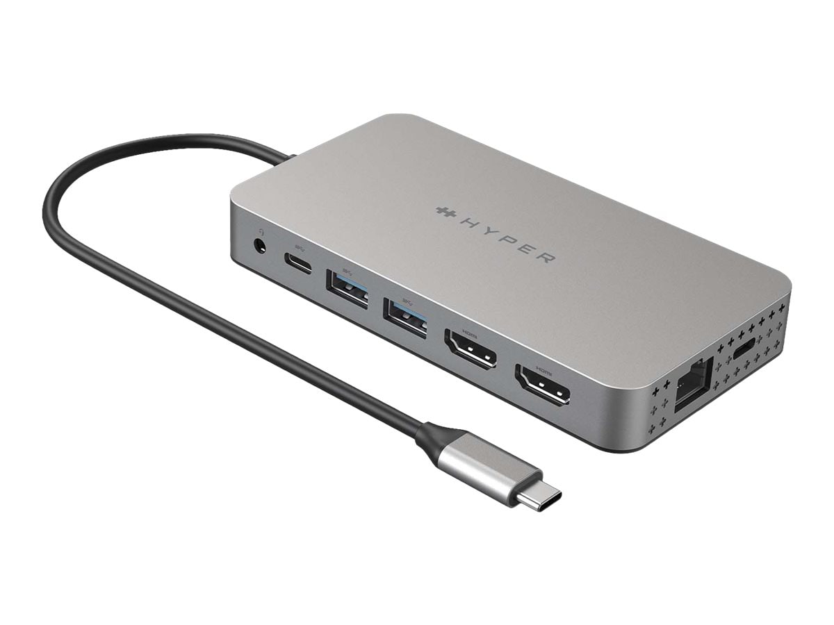 HyperDrive Dual 4K HDMI 10-in-1 USB-C Hub - docking station - USB-C - 2 x  HDMI - GigE - HDM1H - USB Hubs 