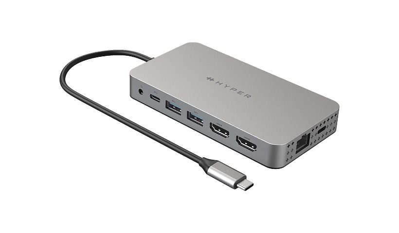 HyperDrive Dual 4K HDMI 10-in-1 USB-C Hub - docking station - USB-C - 2 x HDMI - GigE