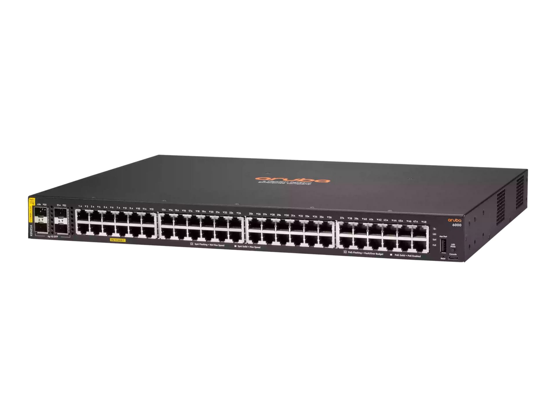 HPE Aruba 6000 48G Class4 PoE 4SFP 370W Switch - switch - 48 ports -  managed - rack-mountable