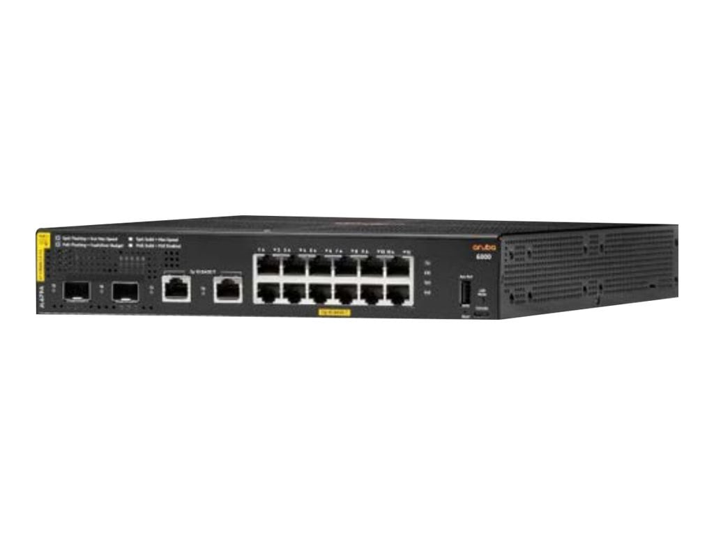 HPE Aruba 6000 12G Class4 PoE 2G/2SFP 139W Switch - switch - 12 ports -  managed - rack-mountable - R8N89A#ABA - Ethernet Switches 