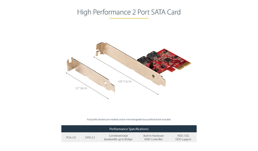 StarTech.com SATA PCIe Card, 2 Ports, SATA RAID, 6Gbps, PCI Express to SATA