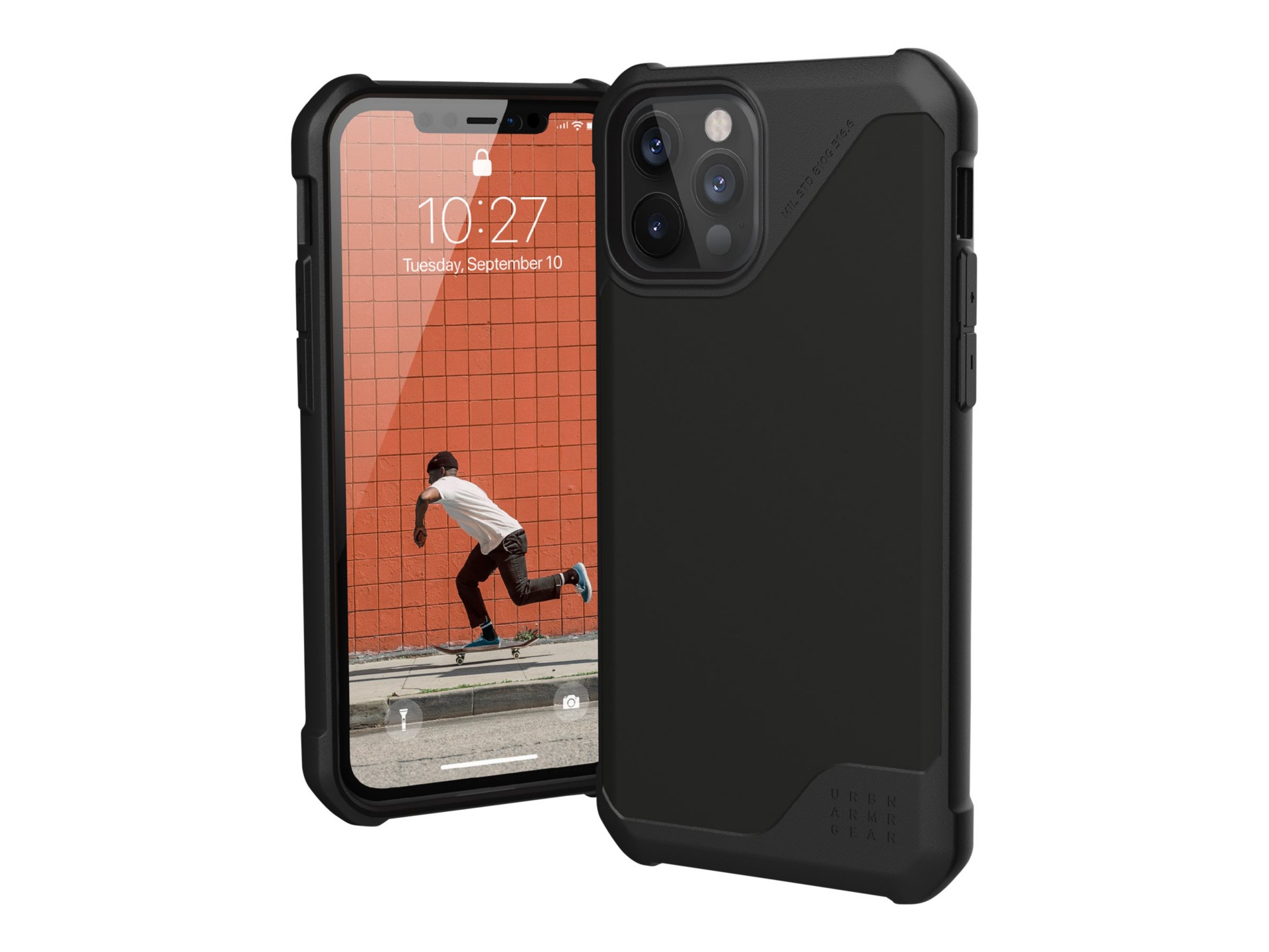 UAG Rugged Case for iPhone 12/12 Pro 5G [6.1-inch] - Metropolis LT Black PU - back cover for cell phone