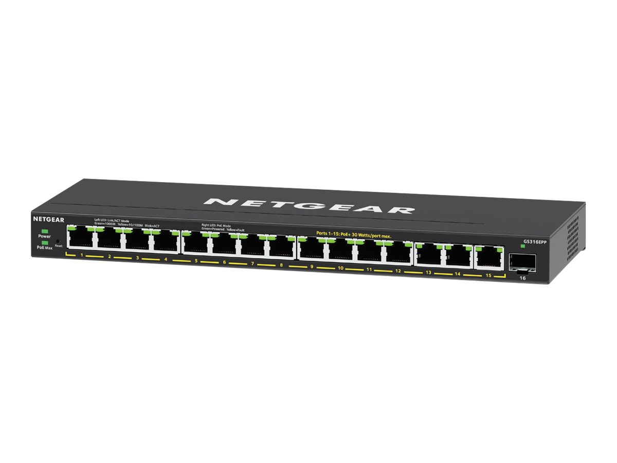 Netgear 16-Port High-Power PoE+ Gigabit Ethernet Plus Switch (231W) with 1