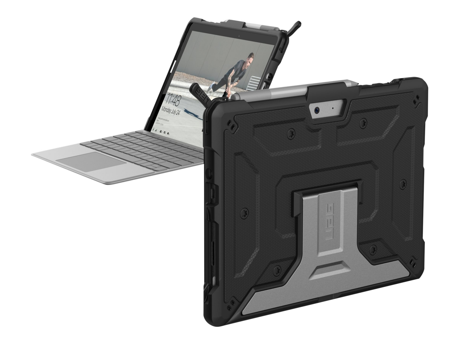 UAG Rugged Case for Microsoft Surface Go 4/3/2/1 - 10.5 inch - Metropolis Series with Aluminum Kickstand - Black