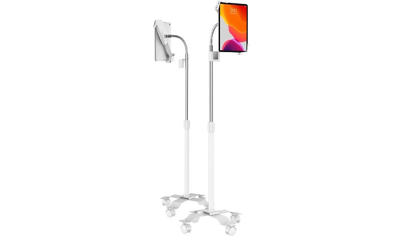 CTA Digital Compact Gooseneck Floor Stand for 7-13-Inch Tablets (White)