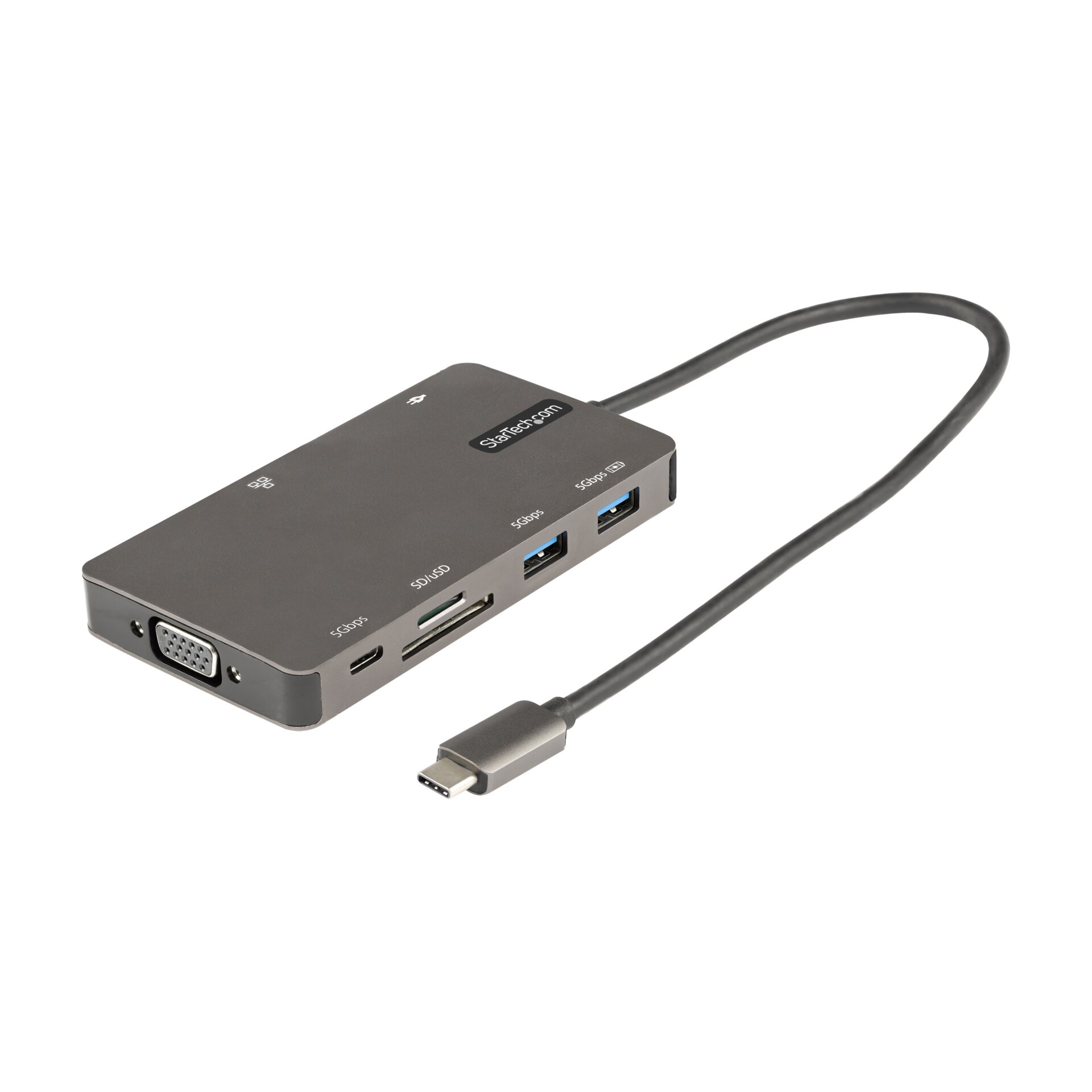 StarTech.com USB C Adapter, HDMI or VGA, 5Gbps USB 3.0 Hub, 100W PD 3.0, SD/Micro SD, GbE - - Docking Stations & Replicators - CDW.com