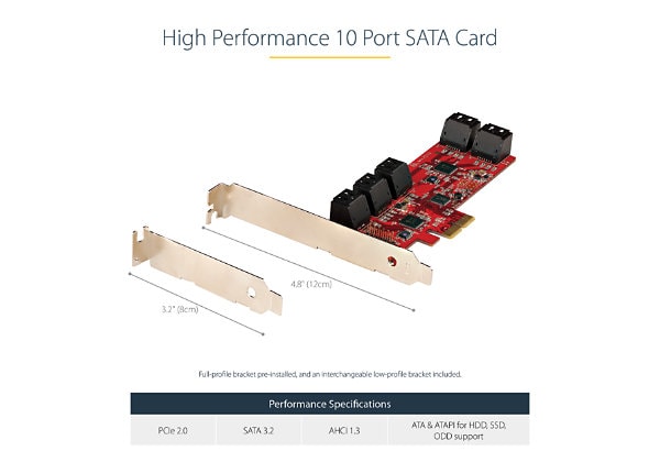 account Omgaan met synoniemenlijst StarTech.com SATA PCIe Card 10 Port PCIe SATA Expansion Card 6Gbps SATA  Adapter PCI Express to SATA Converter - 10P6G-PCIE-SATA-CARD - Storage  Mounts & Enclosures - CDW.com