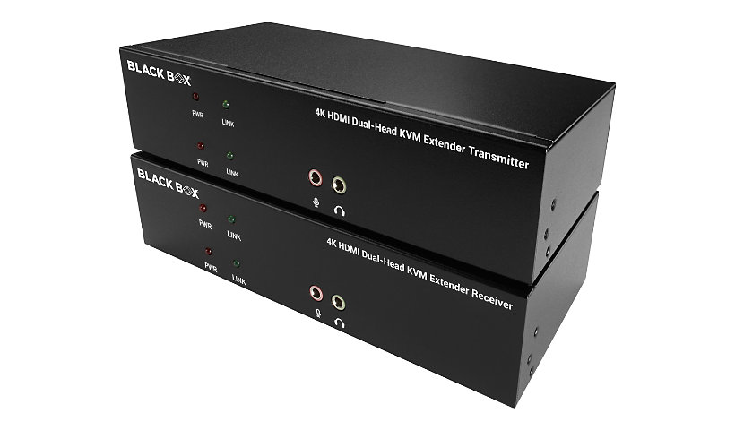 Black Box KVX Series KVM Extender over CATx - Dual-Head, DVI-I, USB 2.0, Serial, Audio, Local Video - KVM / audio /