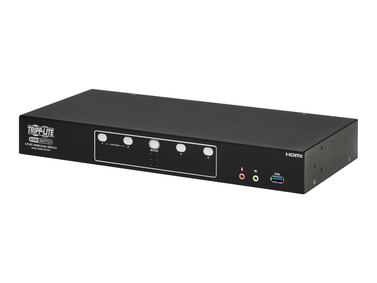 Tripp Lite 4-Port HDMI Dual-Display KVM Switch - 4K 60 Hz, USB 3.2 Gen 1,  HDCP 2.2, USB Sharing - KVM / audio / USB - B006-HD2UA4 - KVM Modules 
