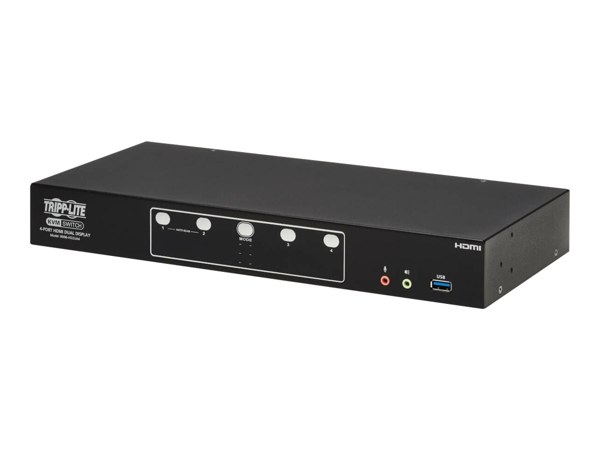 Tripp Lite 4-Port HDMI Dual-Display KVM Switch - 4K 60 Hz, USB 3.2 Gen 1, HDCP 2.2, USB Sharing - KVM / audio / USB