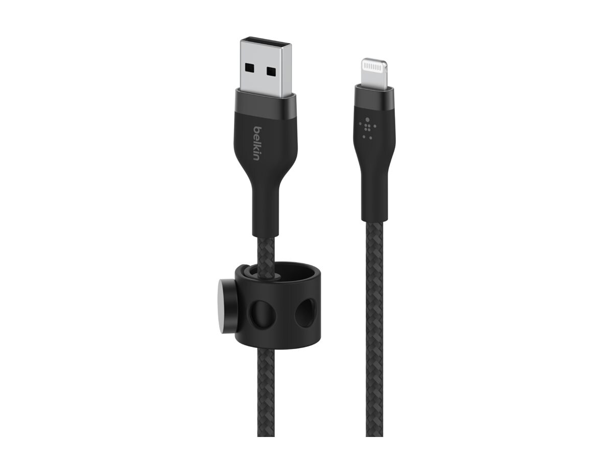 Belkin 20W USB-A to Lightning Cable - 480 Mbps - Silicone, Braided - M/M - 9.8ft/3m - Black