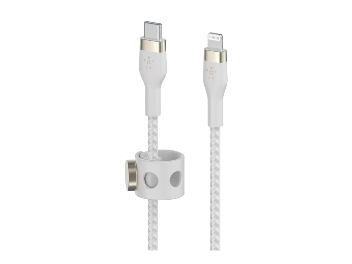 Belkin 20W USB-C to Lightning Cable - 480 Mbps - Silicone, Braided - M/M - 6.6ft/2m - White