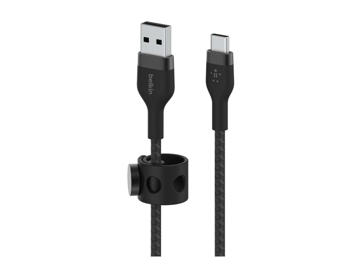 Belkin 15W USB-A to USB-C Cable - 480 Mbps - Silicone, Braided - M/M - 6.6ft/2m - Black