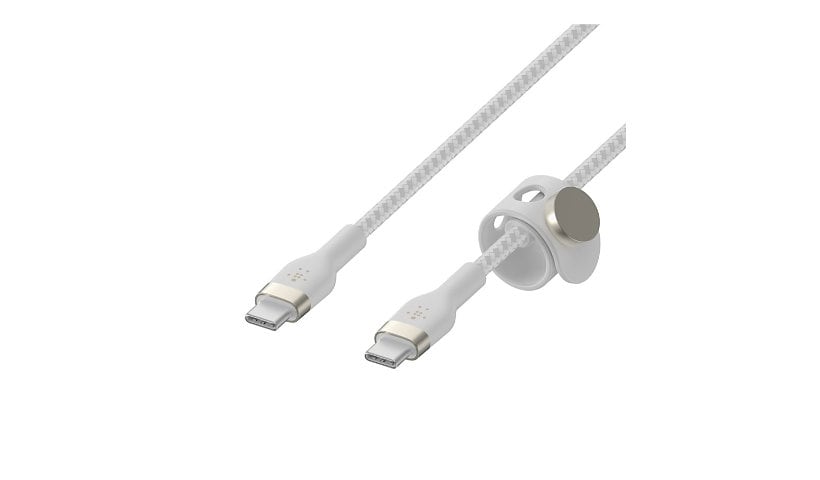 Belkin 60W USB-C to USB-C Cable - 480 Mbps - Silicone, Braided - M/M - 6.6ft/2m - White